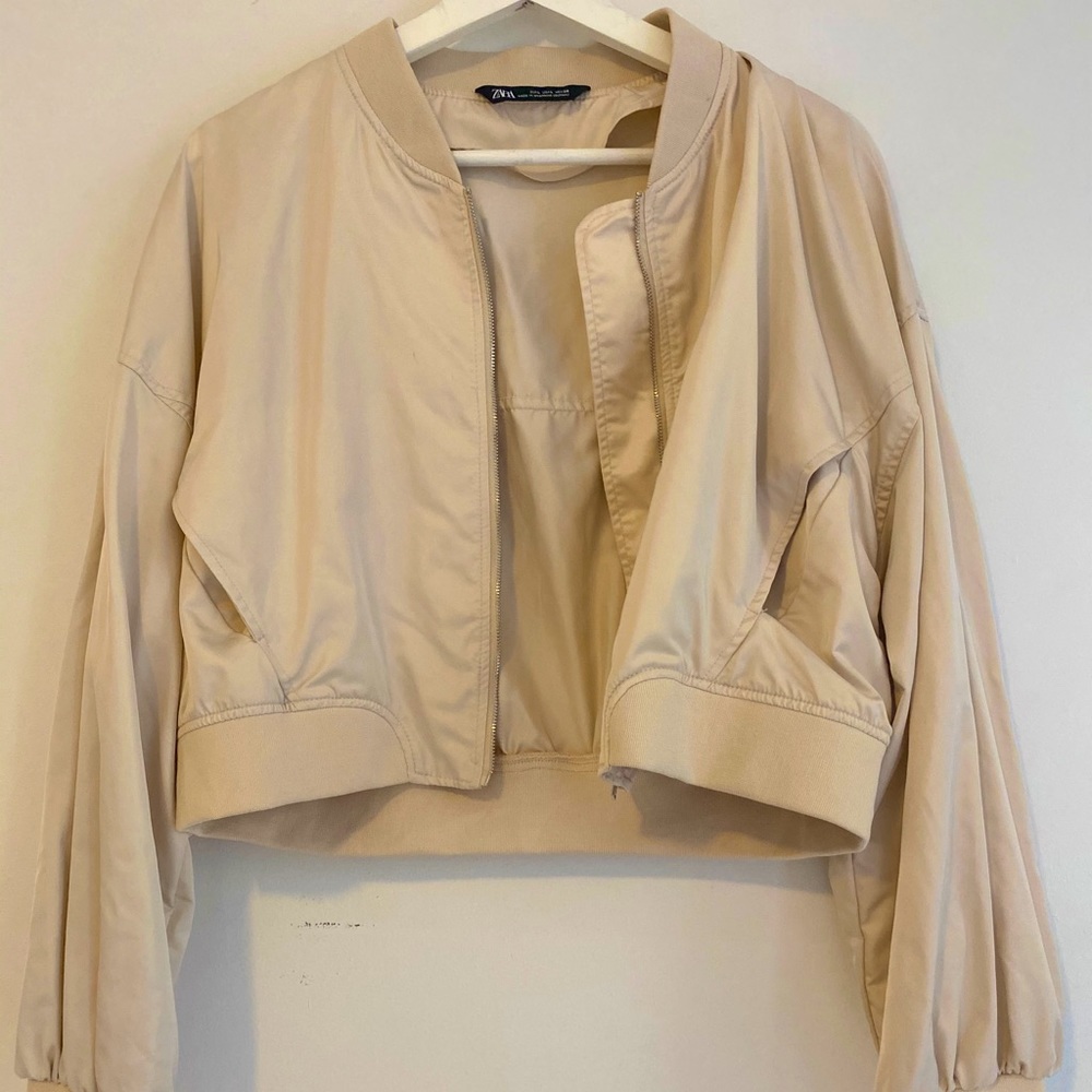 Cream Zara bomber jacket
